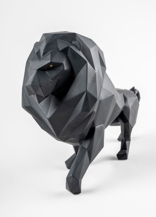 Lladró Origami Lion Sculpture Matt Black by Lladró at FormFluent