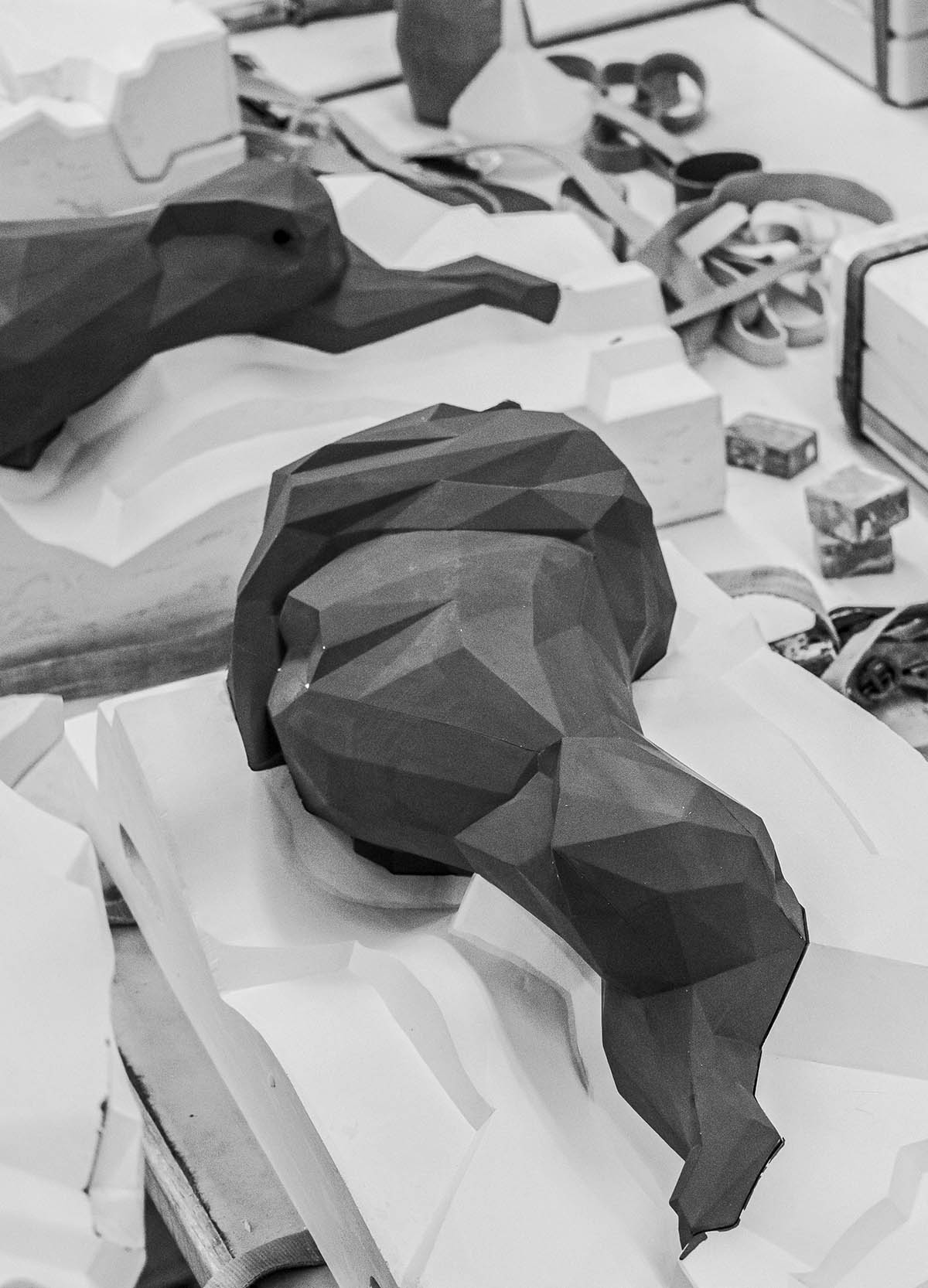 Lladró Origami Lion Sculpture Matt Black by Lladró at FormFluent