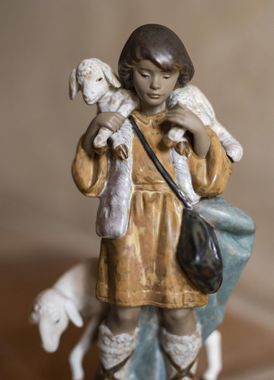 Shepherd Boy Nativity Figurine Gres