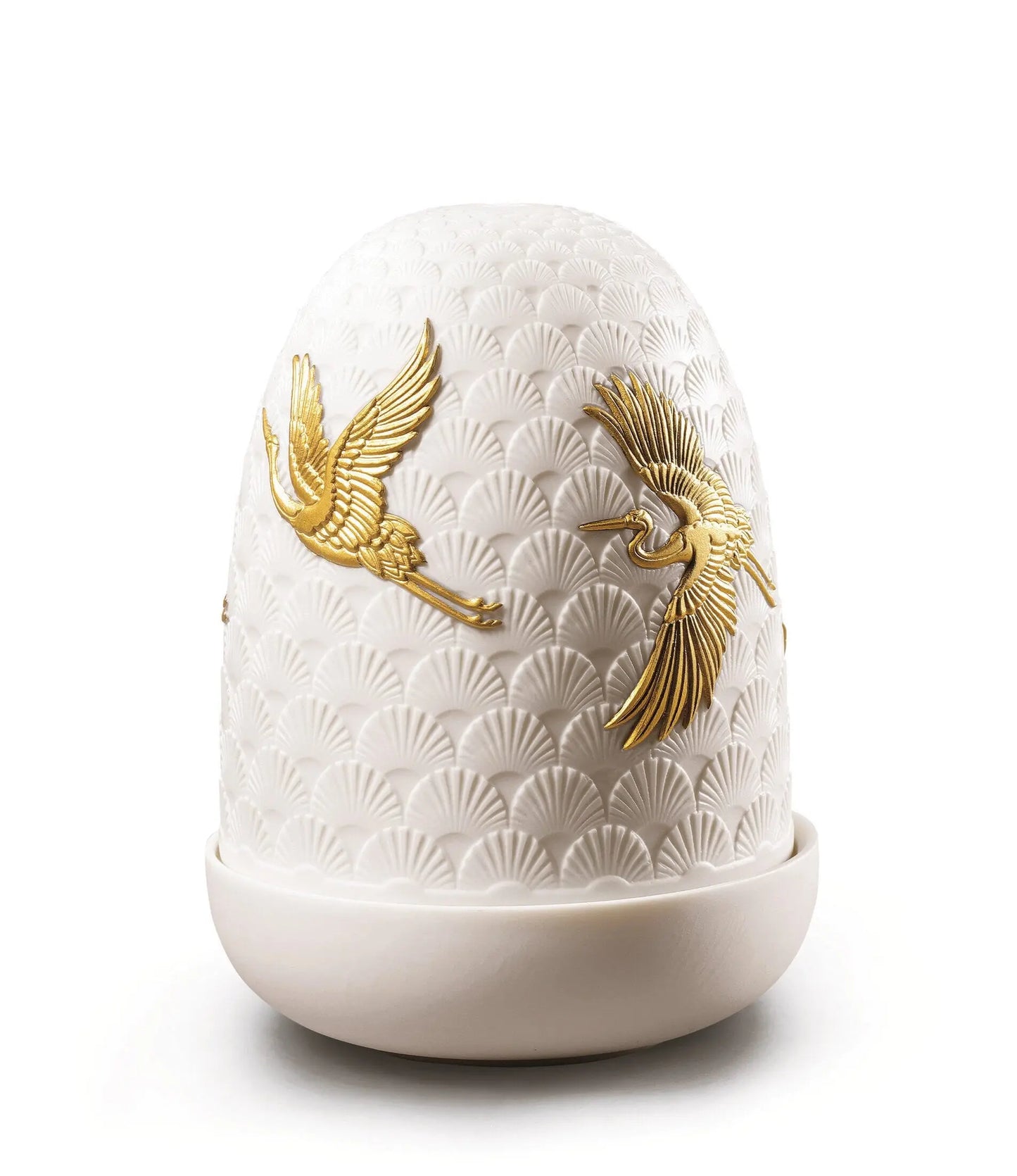 Lladró Cranes Cordless Dome Table Lamp Gold Lustre Lighting by Lladró at FormFluent