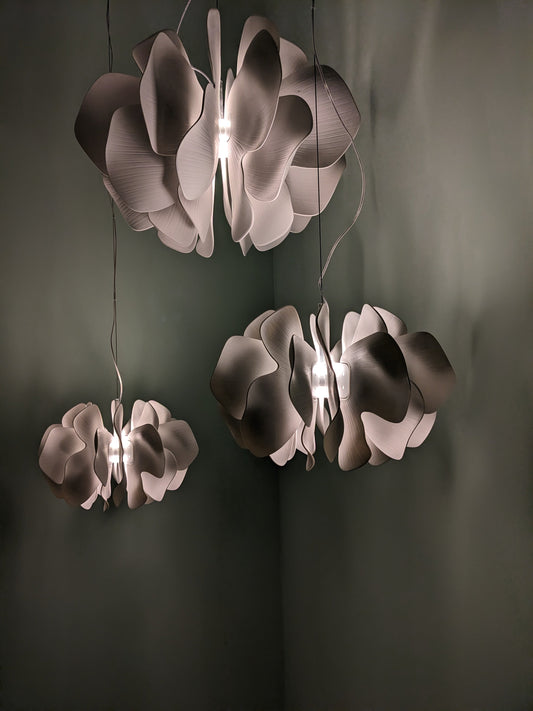 Lladró Nightbloom Hanging Lamp White with elegant petal-like design and soft lighting for modern decor