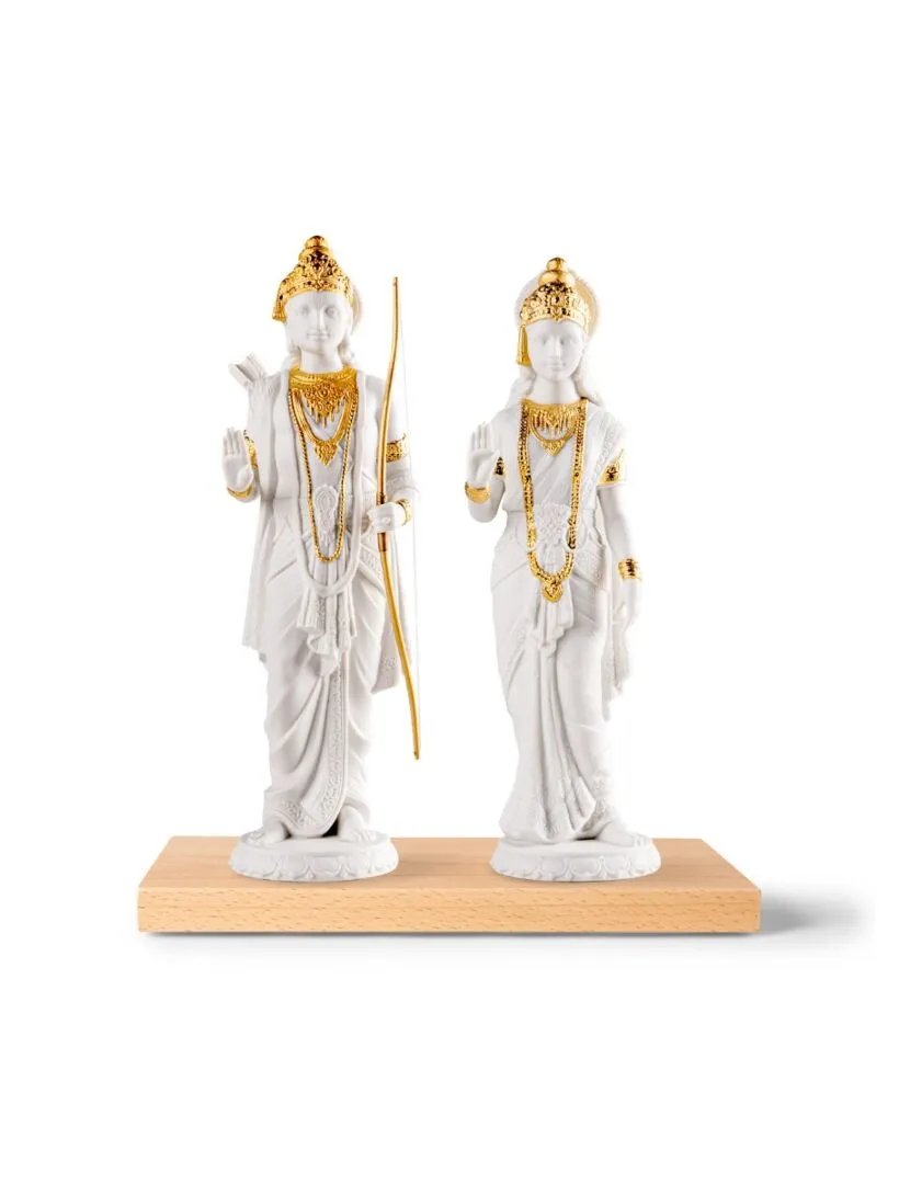 Lladró Ram Darbar Set (Re-deco) (Rama, Sita, Lakshman, & Hanuman Sculptures Golden Lustre Re-deco) Sculpture FormFluent