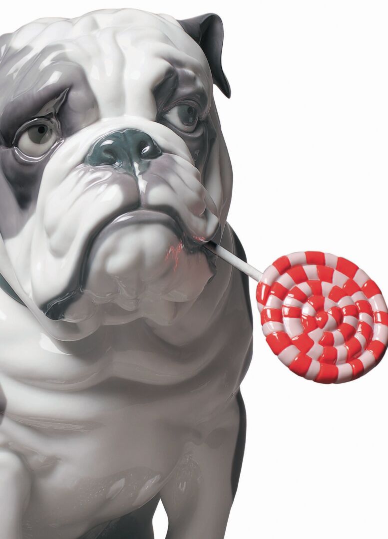 Lladró Bulldog with Lollipop Dog Sculpture by Lladró at FormFluent