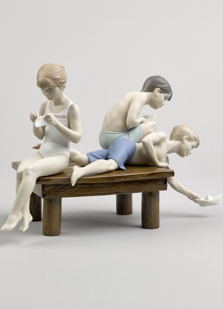 Lladró Paper Boats Children Sculpture - FormFluent Sydney Australia
