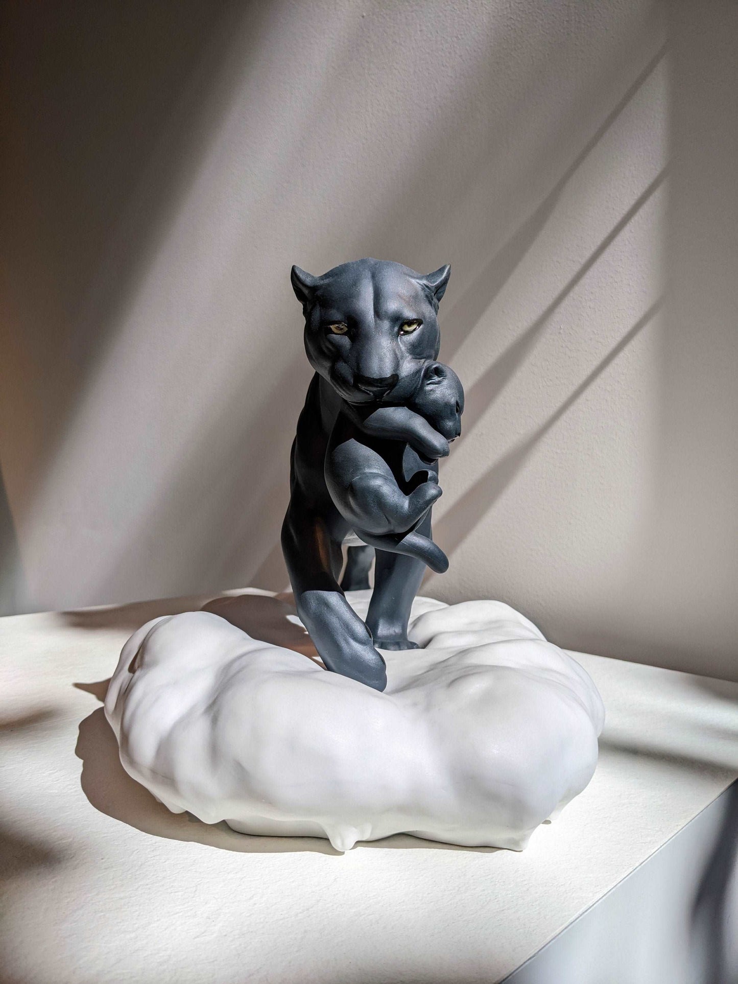 Lladró Black Panther with Cub Figurine - FormFluent Sydney Australia