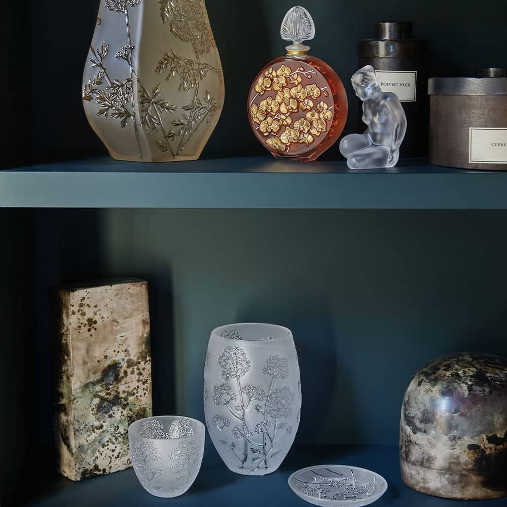 Lalique Ombelles Small Flat Bowl/Dish - Clear Crystal Bowl by Lalique at FormFluent Sydney, Australia