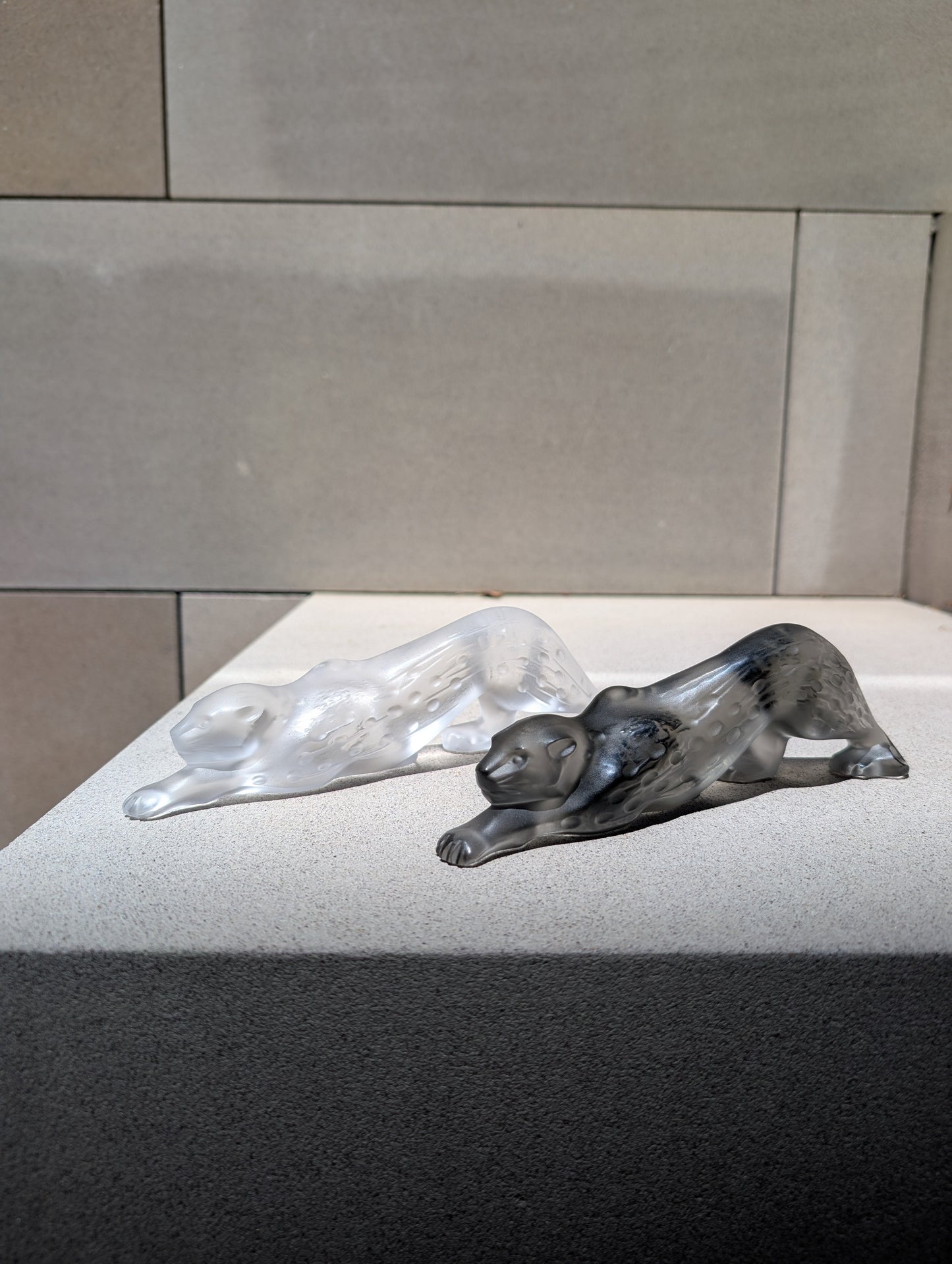 Lalique Zeila Panther Small Sculpture Grey Crystal Sculpture by Lalique at FormFluent