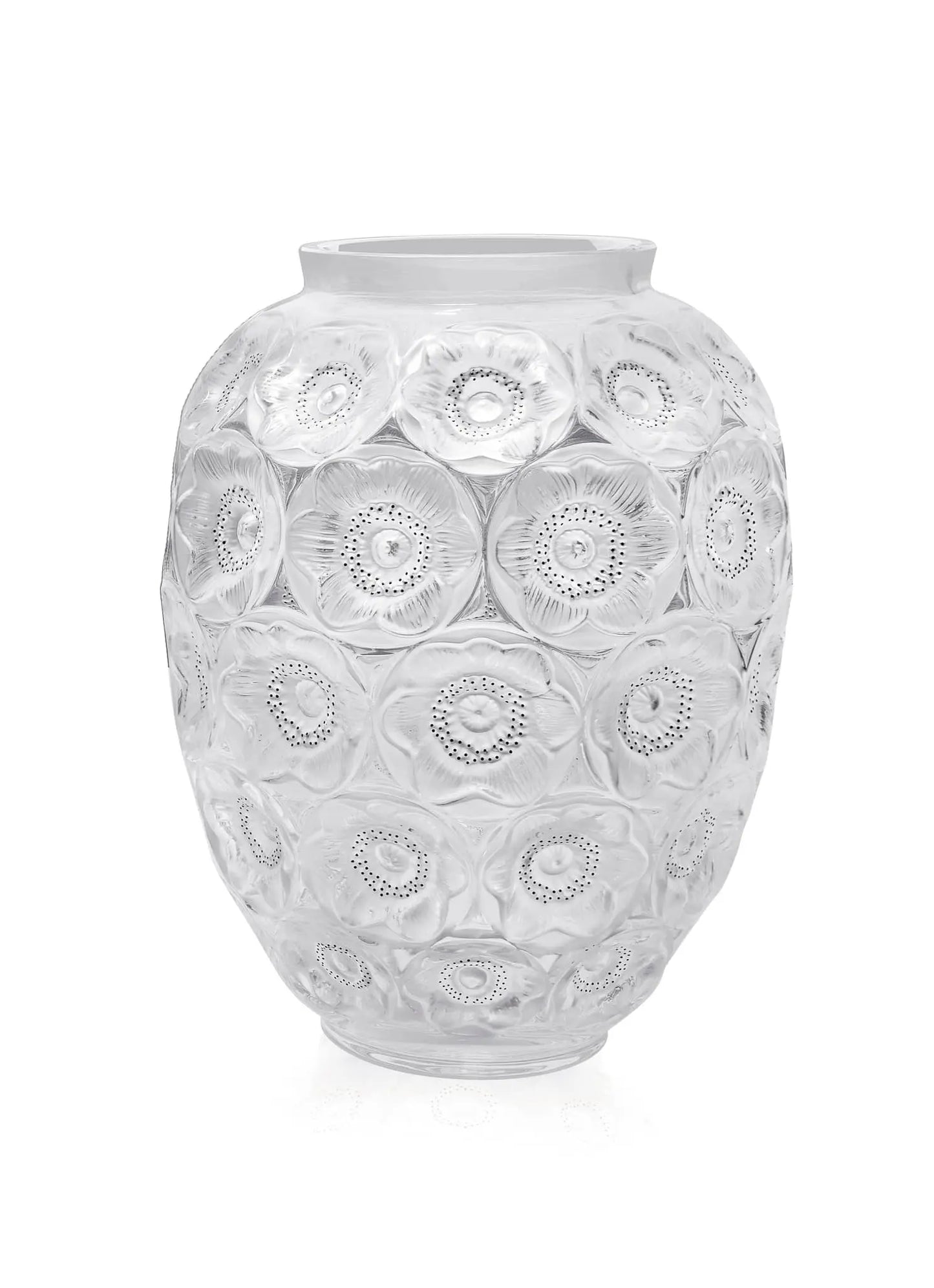Lalique Anemones Grand Vase Clear and Black Enamelled Crystal Numbered Edition Vase by Lalique at FormFluent Sydney, Australia