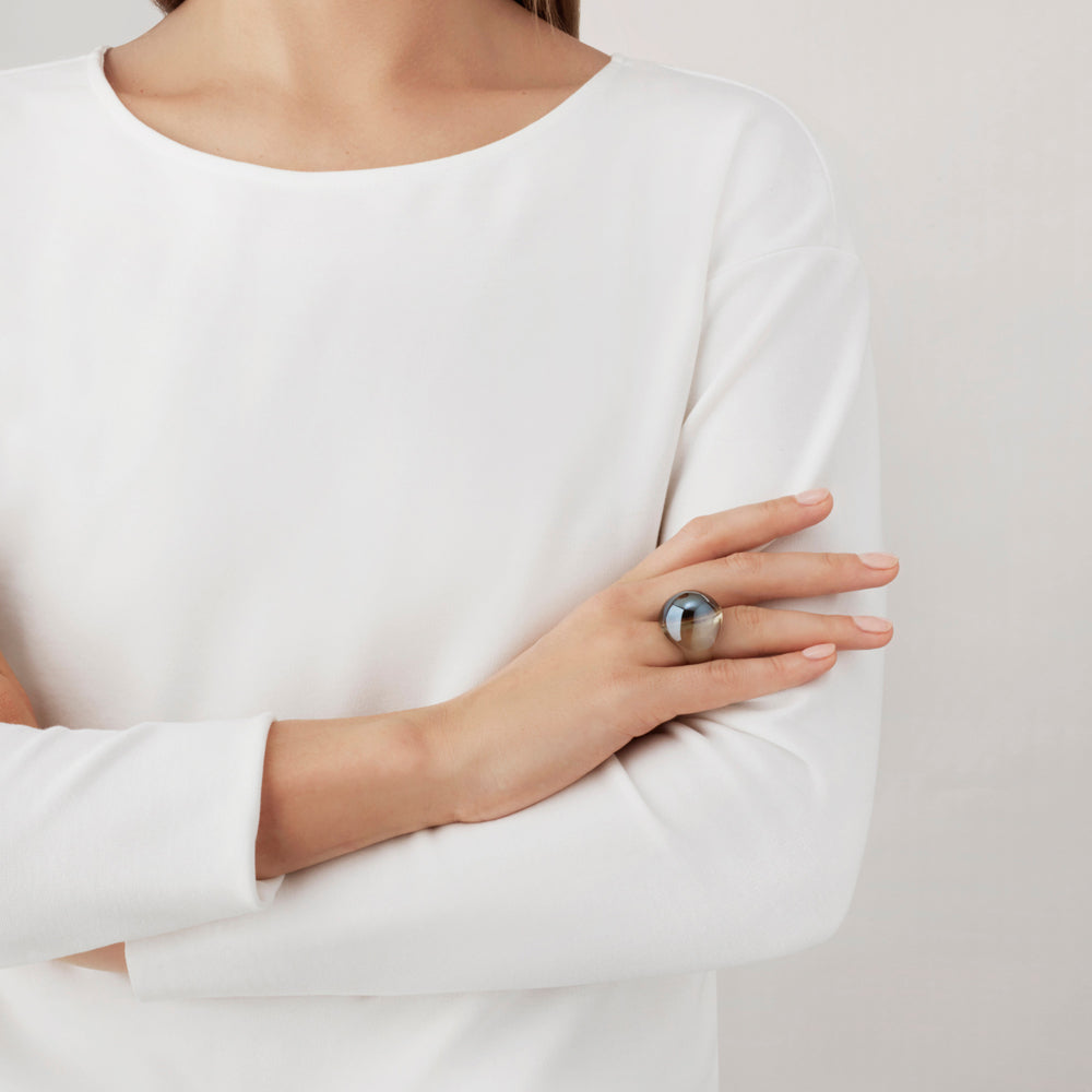 Lalique Cabochon Ring - Bronze crystal