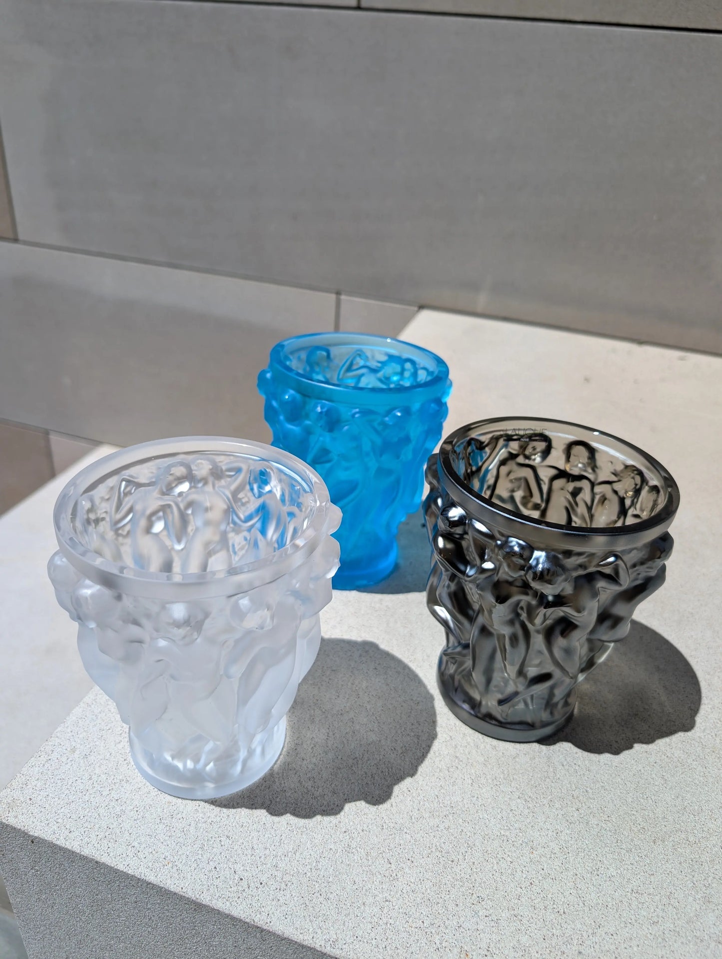 Lalique Bacchantes Small Vase Clear Crystal Vase by Lalique at FormFluent