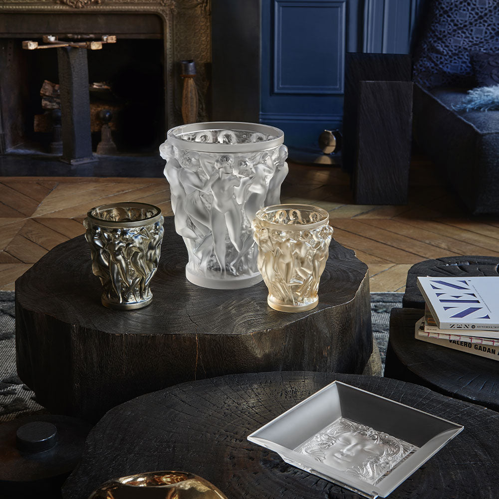 Lalique Bacchantes Small Vase Black Crystal Vase by Lalique at FormFluent Sydney, Australia