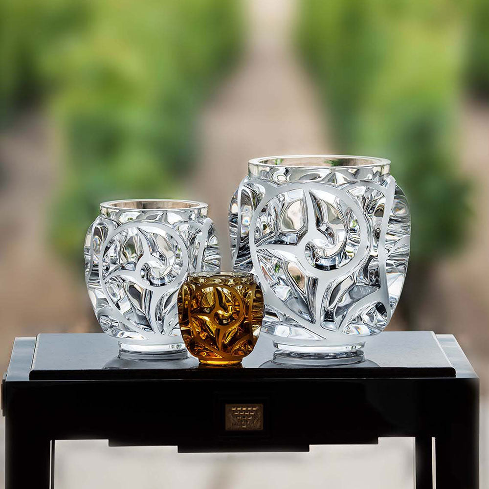 Lalique Tourbillons Small Vase Amber Crystal Vase by Lalique at FormFluent Sydney, Australia