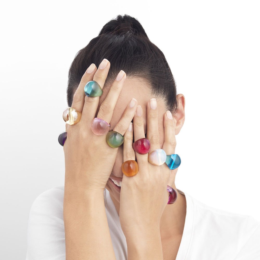 Lalique Cabochon Ring - Fuchsia Crystal by Lalique at FormFluent