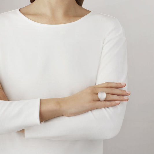 Lalique Cabochon Ring - Clear with White Patina crystal