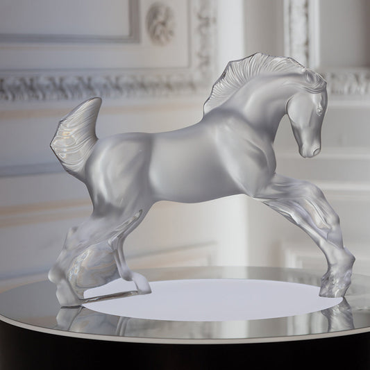 Lalique Horse Sculpture Clear Crystal Sculpture by Lalique at FormFluent