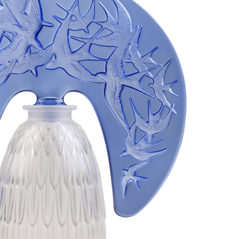 Lalique Hirondelles Swallows Cordless Lamp Sapphire Blue Crystal Lighting by Lalique at FormFluent Sydney, Australia