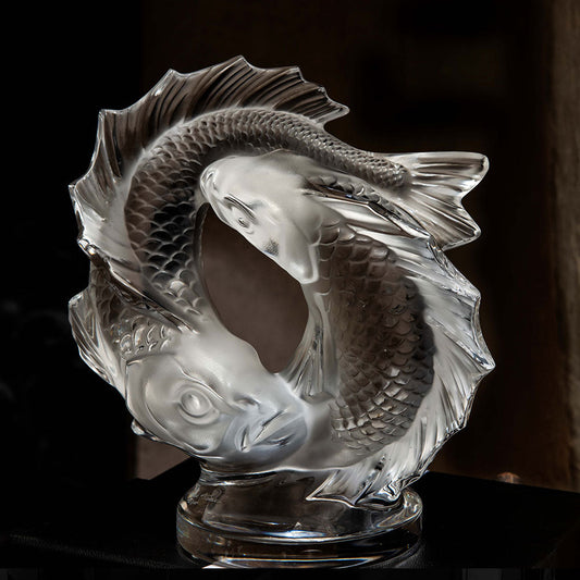 Lalique Lalique Double Fish Small Sculpture Sculpture - FormFluent Sydney Australia