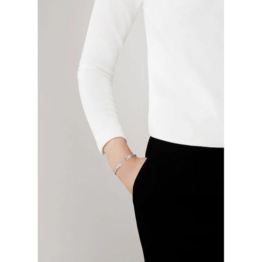 Lalique Muguet Flexible Bangle - Silver by Lalique at FormFluent