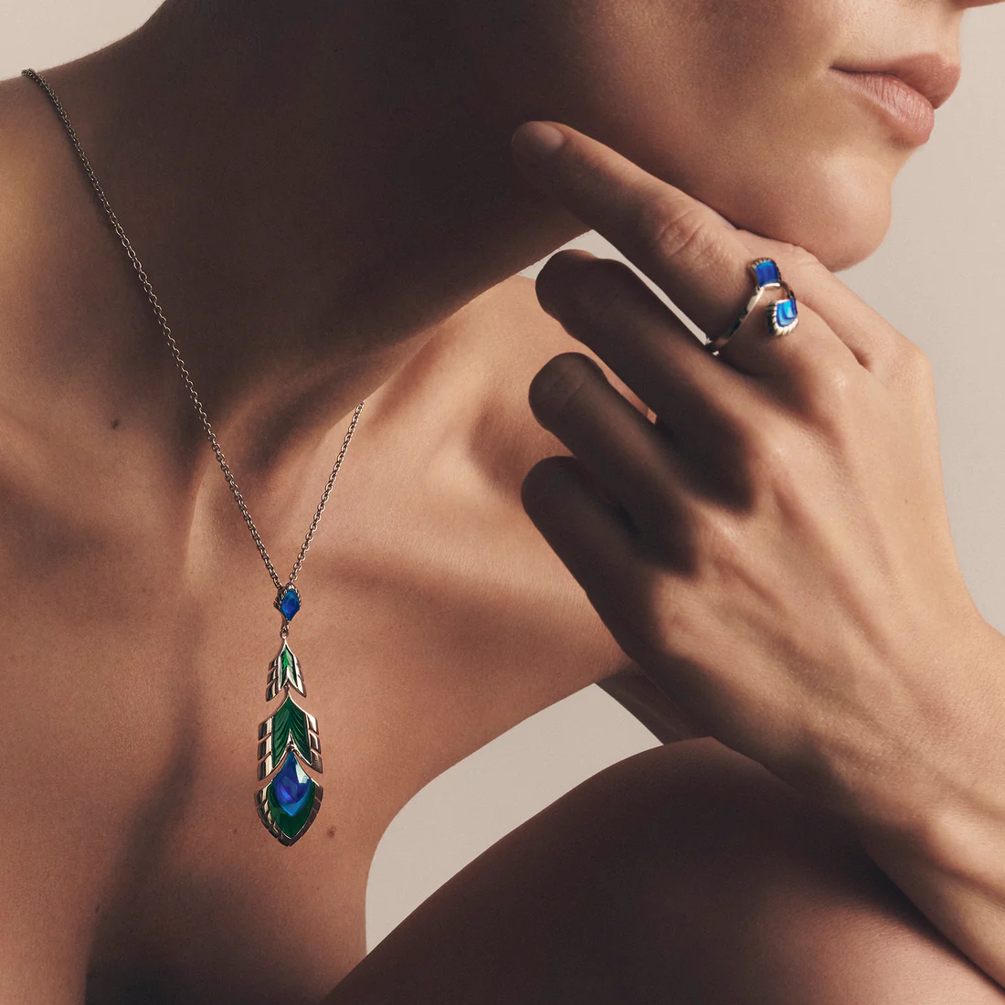 Lalique Paon Ring - Blue Crystal Silver by Lalique at FormFluent