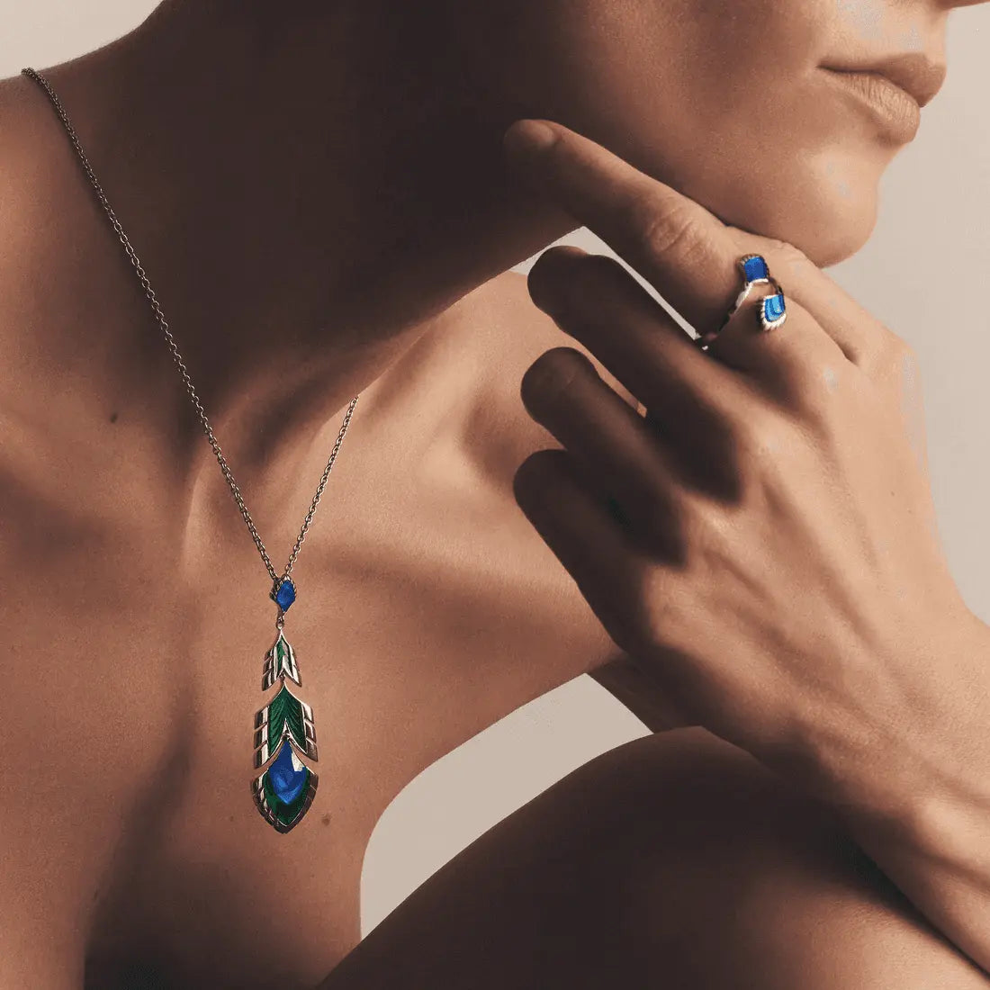 Lalique Paon Ring - Blue Crystal Silver Jewelry by Lalique at FormFluent Sydney, Australia