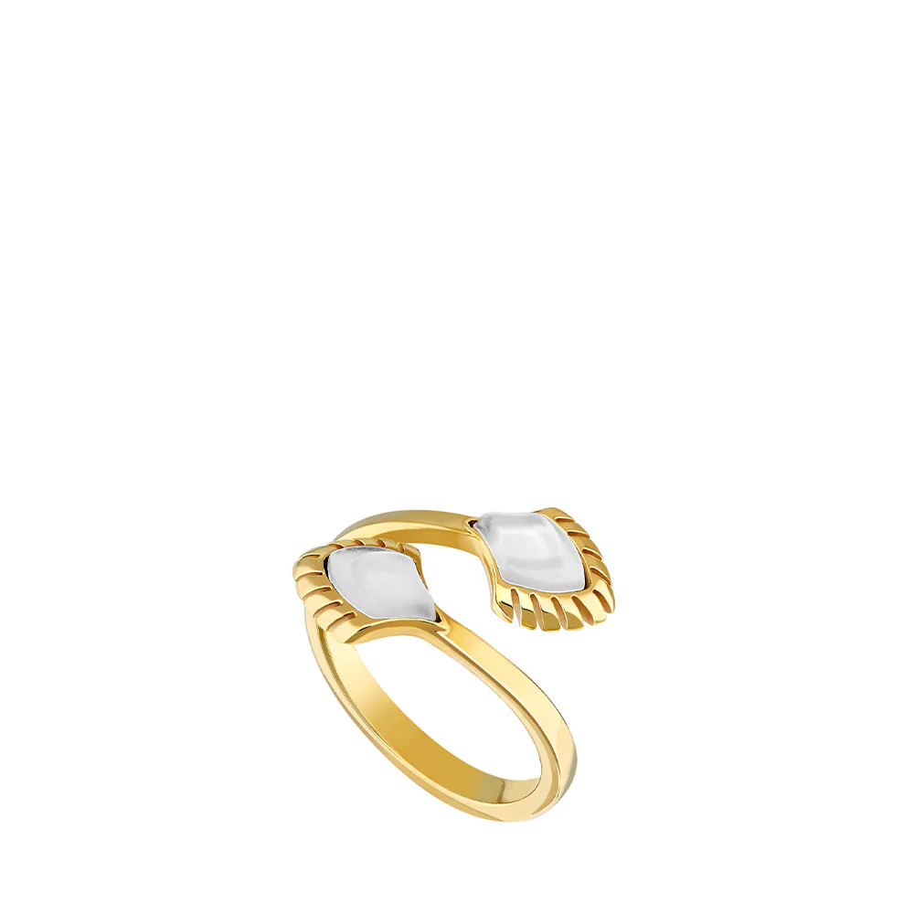 Buy Authentic Lalique Lalique Paon Ring - White Pearly Clear Crystal 18K Yellow Gold-Plated  - FormFluent Sydney Australia