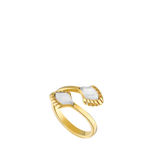 Buy Authentic Lalique Lalique Paon Ring - White Pearly Clear Crystal 18K Yellow Gold-Plated  - FormFluent Sydney Australia