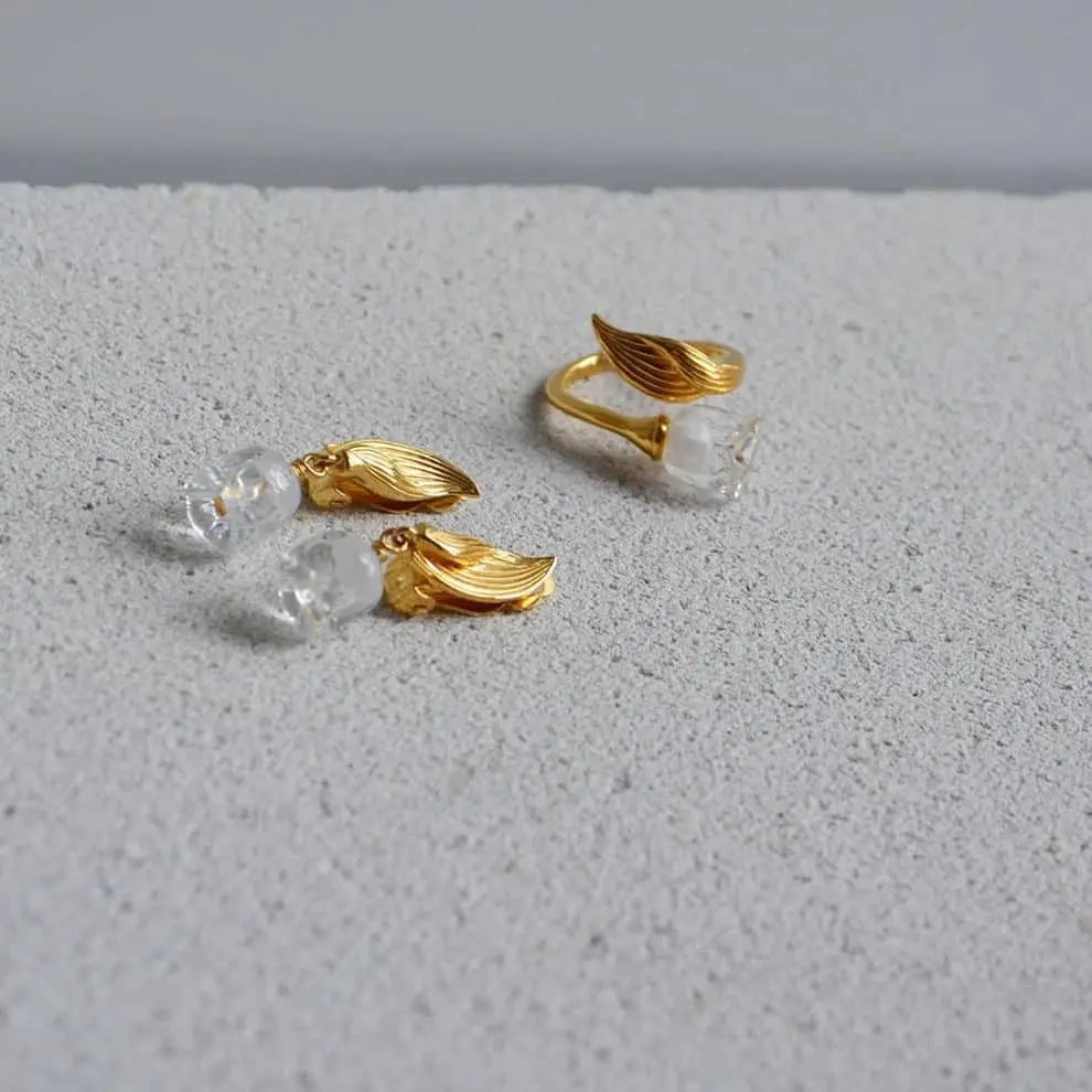 Lalique Muguet Ring - Clear Crystal 18K Yellow Gold Plated Jewelry by Lalique at FormFluent Sydney, Australia