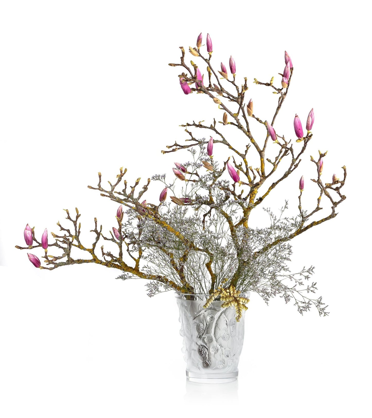 Lalique Mûres Blackberries Medium Vase Clear Crystal Vase by Lalique at FormFluent Sydney, Australia