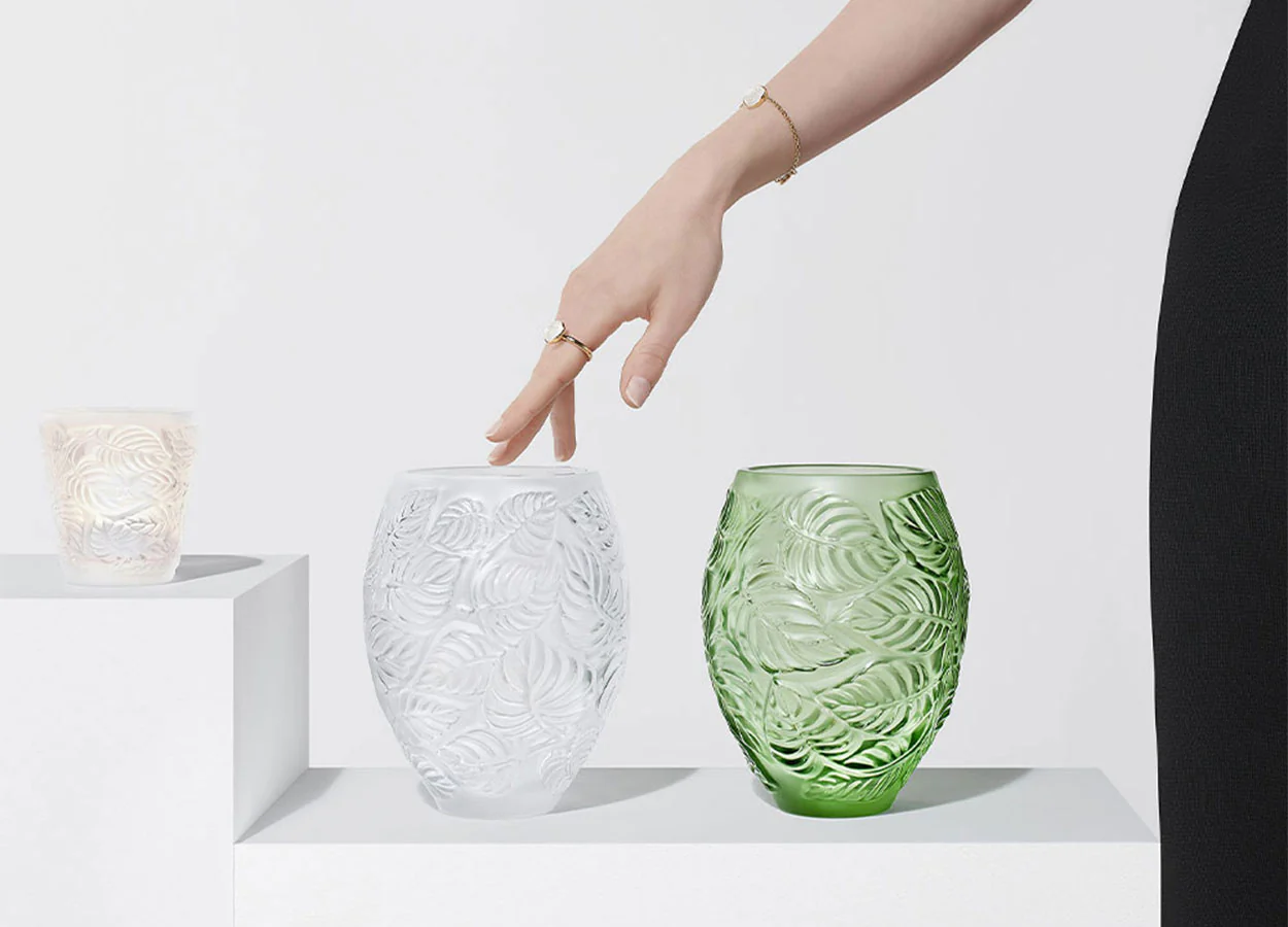Lalique Feuilles Crystal Votive (Heart-Shaped Pepper Leaves) Candle by Lalique at FormFluent Sydney, Australia