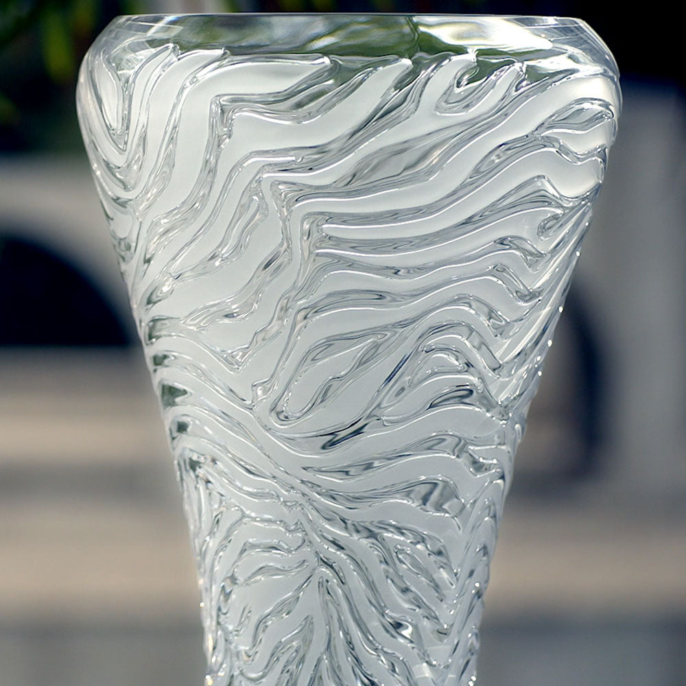 Buy Authentic Lalique Lalique Zèbre Vase Clear Crystal Satin Finish Relief Vase - FormFluent Sydney Australia