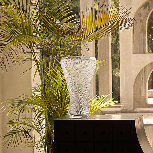 Lalique Zèbre Vase Clear Crystal Shiny Relief Limited Edition Vase by Lalique at FormFluent