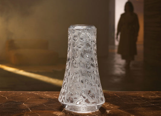 Lalique Panthère Vase Black Crystal Vase by Lalique at FormFluent