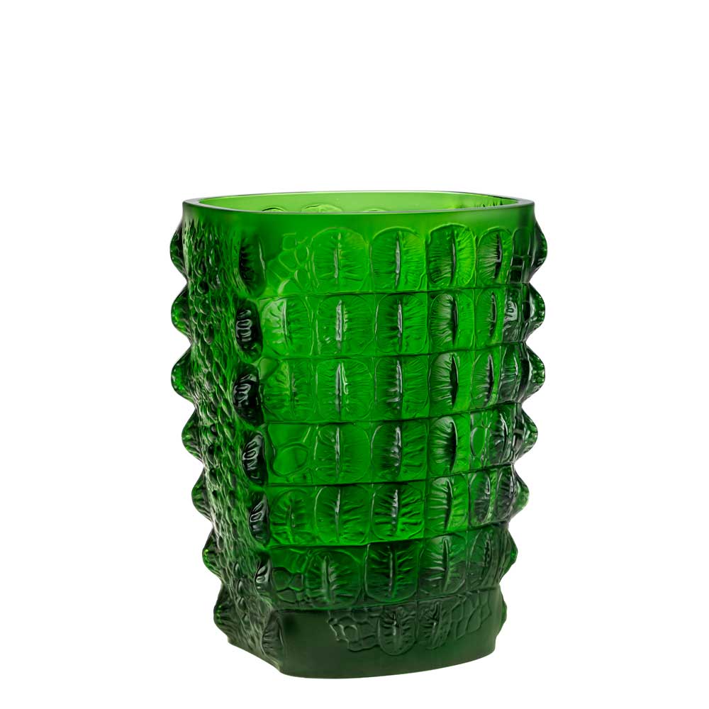 Lalique Croco Vase Amazon Green Crystal Vase by Lalique at FormFluent