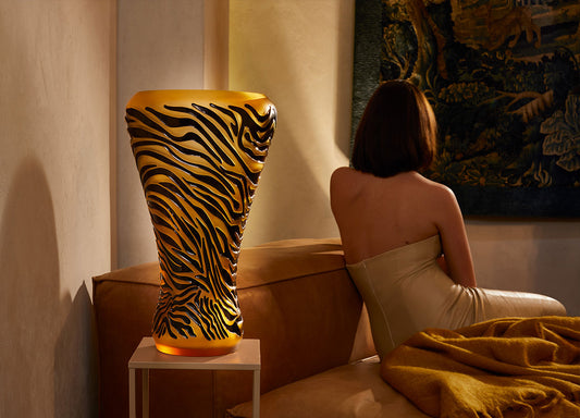 Buy Authentic Lalique Lalique Tigre Vase Amber Crystal Vase - FormFluent Sydney Australia