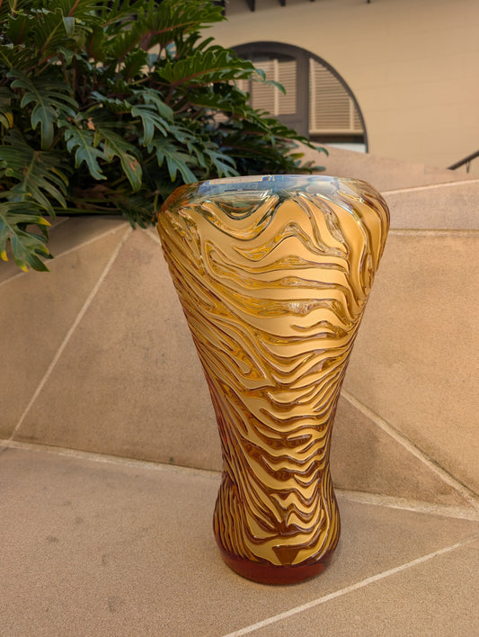 Lalique Tigre Vase Amber and Black Enamelled Crystal Limited Edition Vase by Lalique at FormFluent