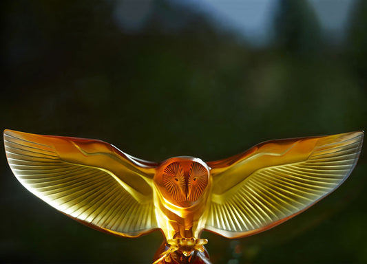 Lalique Barn Owl Sculpture Bronze Crystal Sculpture by Lalique at FormFluent
