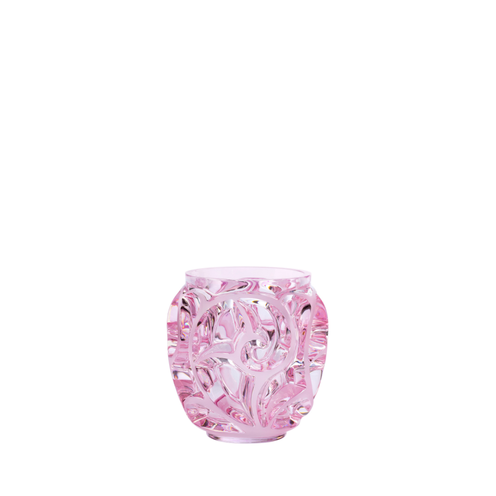 Lalique Tourbillons Small Vase Pink Lustre Crystal Vase by Lalique at FormFluent