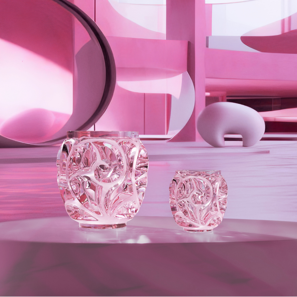 Lalique Tourbillons Vase - Pink Lustre Crystal Vase by Lalique at FormFluent Sydney, Australia