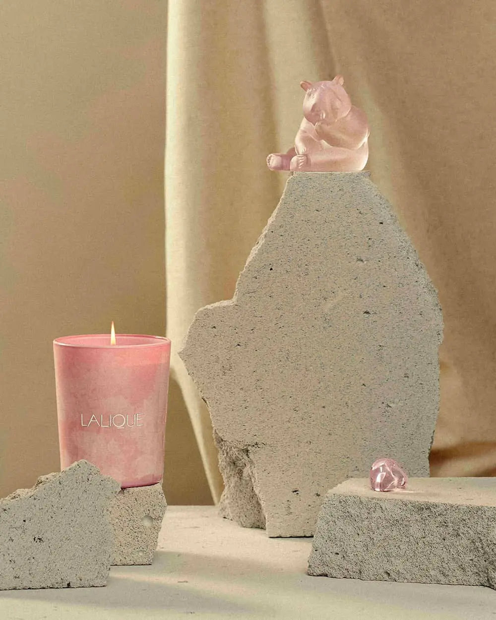 Lalique Panda Sculpture Pink Lustre Crystal Sculpture by Lalique at FormFluent Sydney, Australia