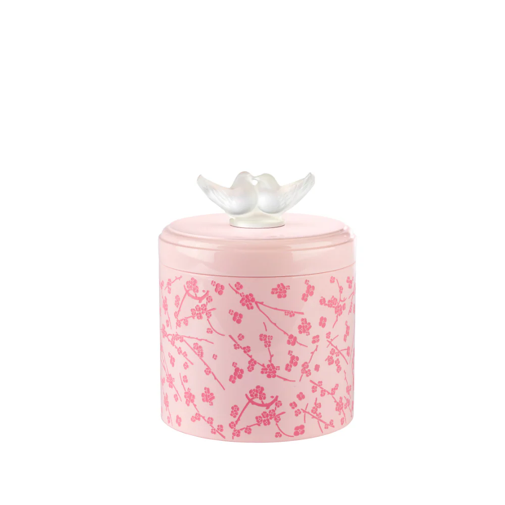 Lalique Fleurs De Cerisier Box Large Size - Clear Crystal Pink Lacquered Wood Organiser by Lalique at FormFluent Sydney, Australia