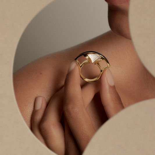 Buy Authentic Lalique Lalique Larcade Ring - Clear Crystal 18K Gold Plated Jewelry - FormFluent Sydney Australia