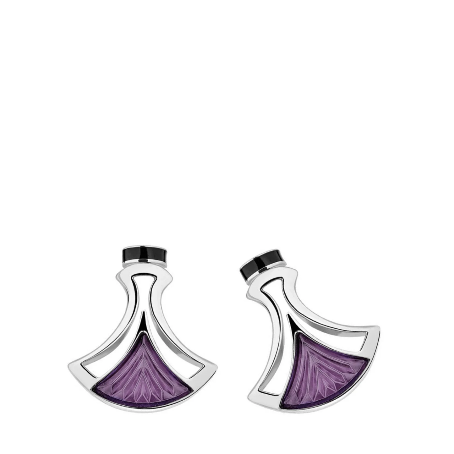 Lalique Larcade Stud Earrings - Dusk Purple Crystal, Silver Jewelry by Lalique at FormFluent Sydney, Australia