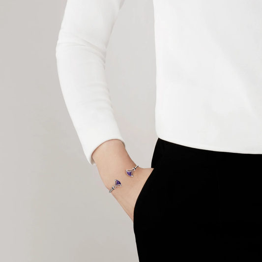 Lalique Larcade Bangle Flex - Dusk Purple Crystal Silver Jewelry by Lalique at FormFluent