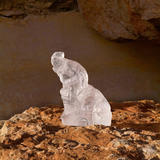 Lalique Baby Elephant Sculpture Clear Crystal Sculpture by Lalique at FormFluent