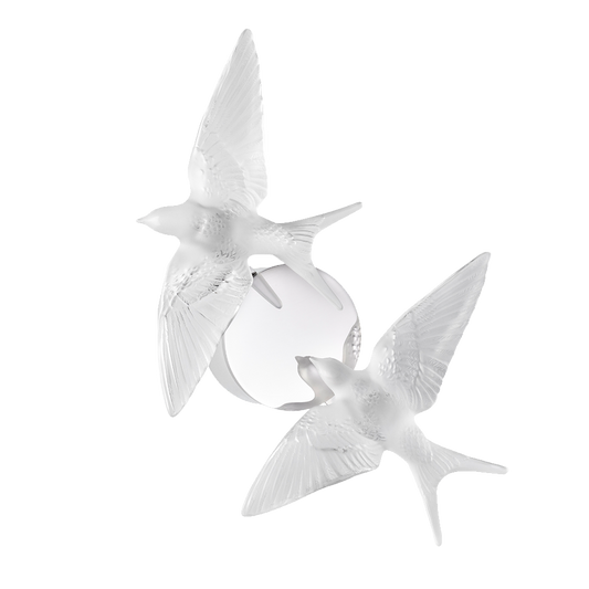 Buy Authentic Lalique Lalique 2 Hirondelles Swallow Birds Wall Sconce Lighting - FormFluent Sydney Australia