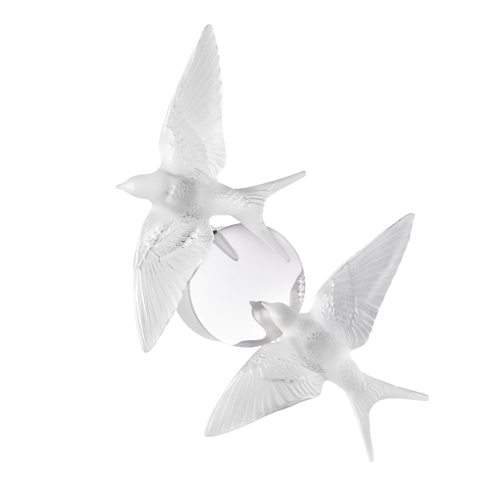 Lalique 2 Hirondelles Swallow Birds Wall Sconce Lighting by Lalique at FormFluent