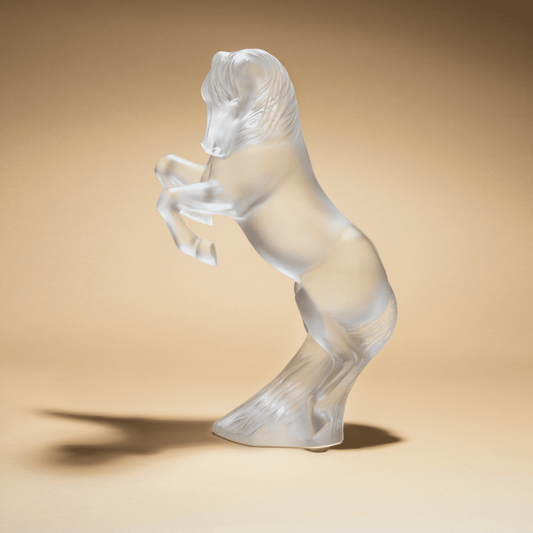 Lalique Prancing Horse Sculpture Small Size Clear Crystal Sculpture by Lalique at FormFluent