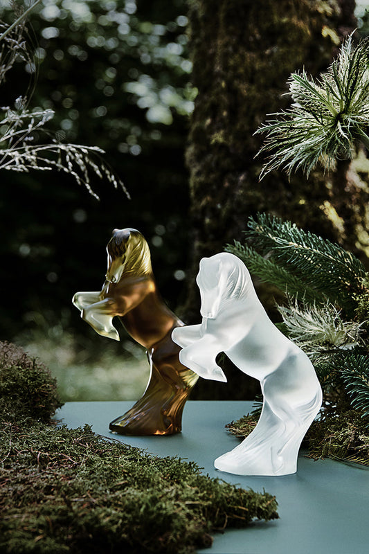 Lalique Prancing Horse Sculpture Small Size Clear Crystal Sculpture by Lalique at FormFluent