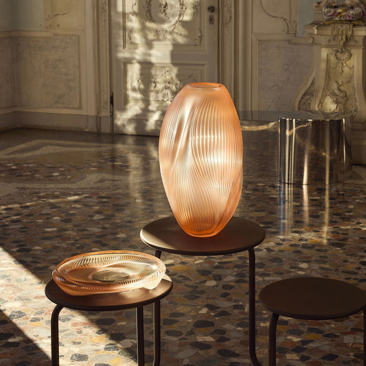 Lalique Alizé XXL Vase - Clear with coral patina crystal Vase by Lalique at FormFluent