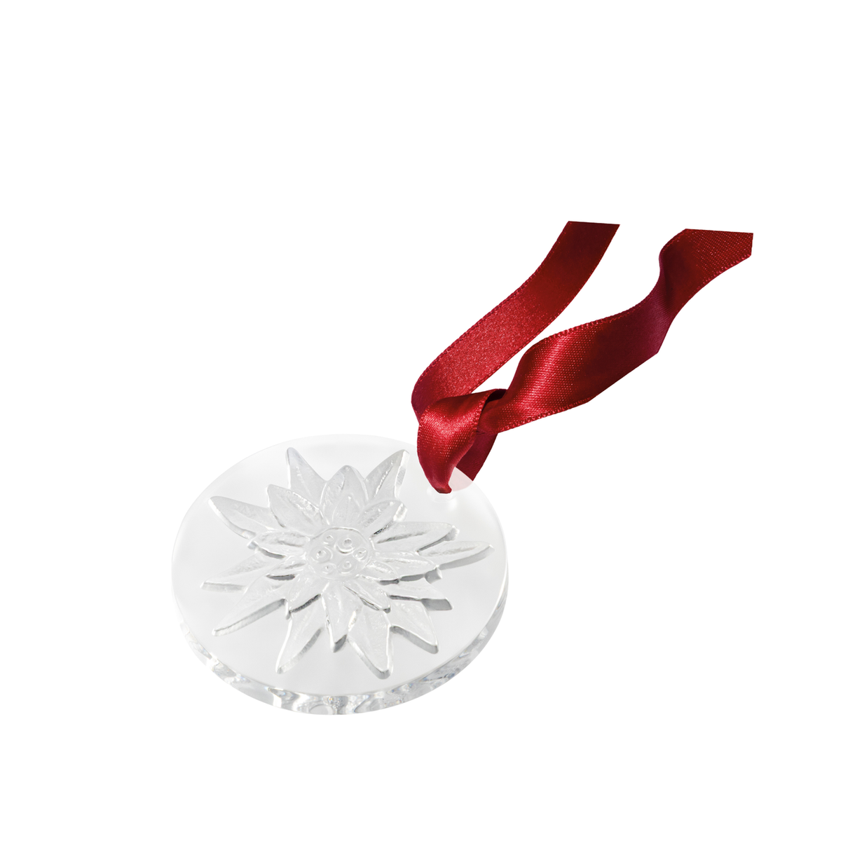 Lalique Edelweiss Christmas Ornament Clear Crystal